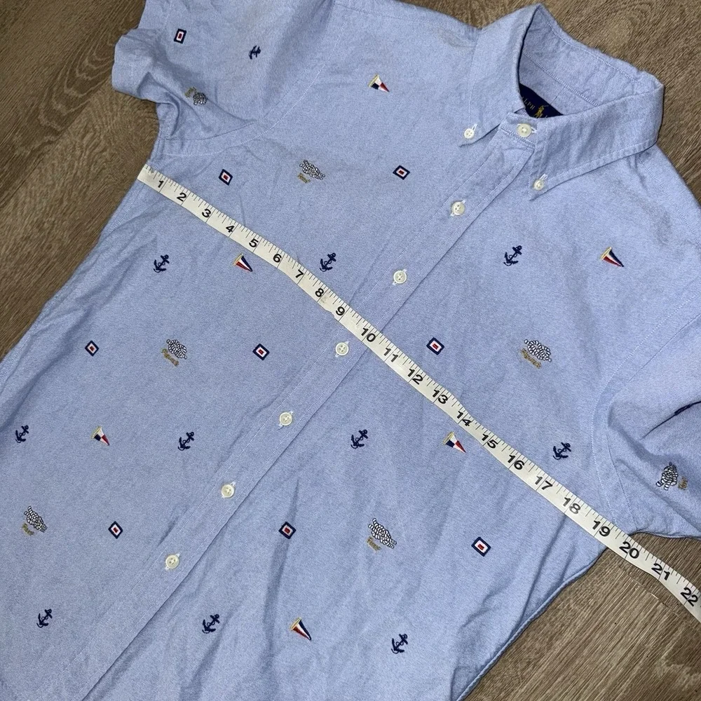 Polo Ralph Lauren Short Sleeve Oxford Men's Small Blue Nautical All Over Print
